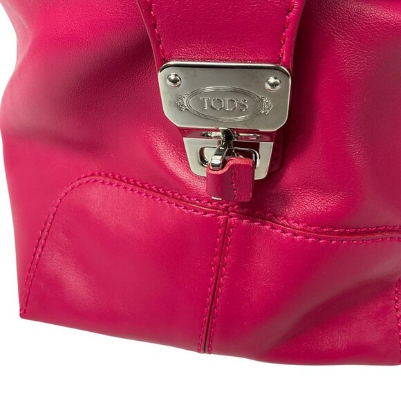 Tod's Fuchsia Leather Satchel Handbag - Picture 3 of 15